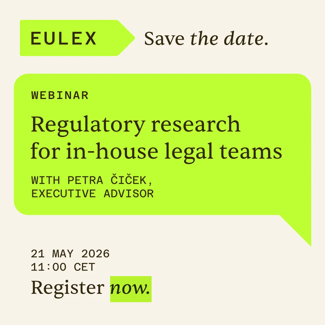 Eulex webinar — EU regulatory research for in-house legal teams